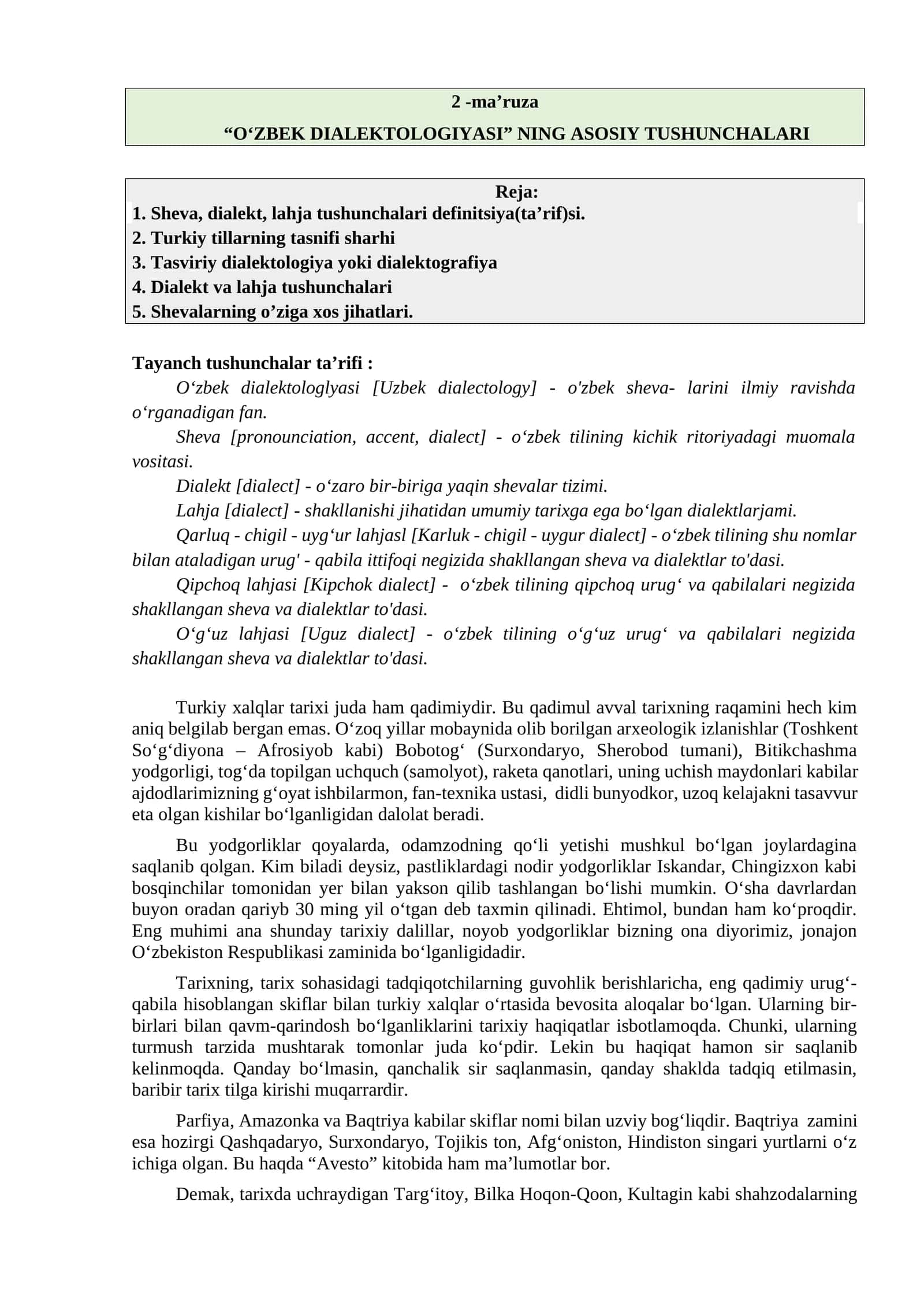 O‘ZBEK DIALEKTOLOGIYASI 1