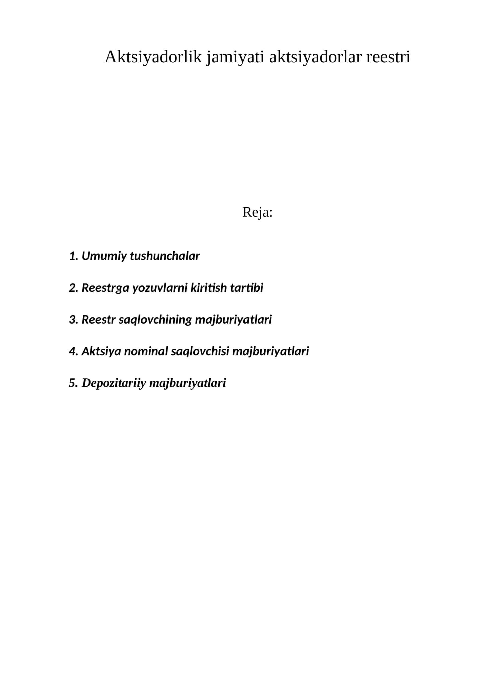 Aktsiyadоrlik jamiyati aktsiyadоrlar rееstri 1