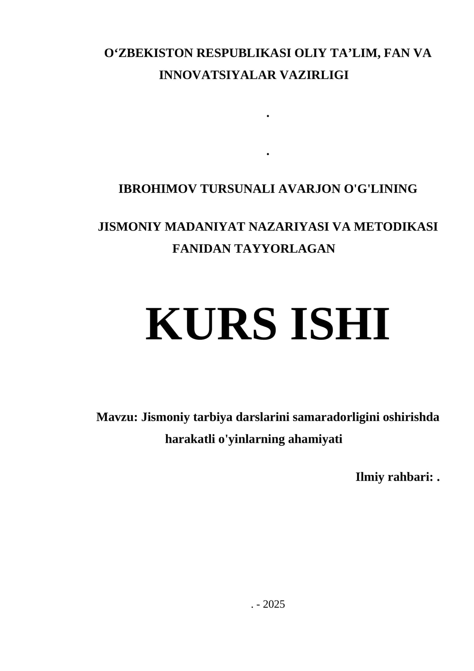 Jismoniy tarbiya darslarini samaradorligini oshirishda harakatli o'yinlarning ahamiyati 1