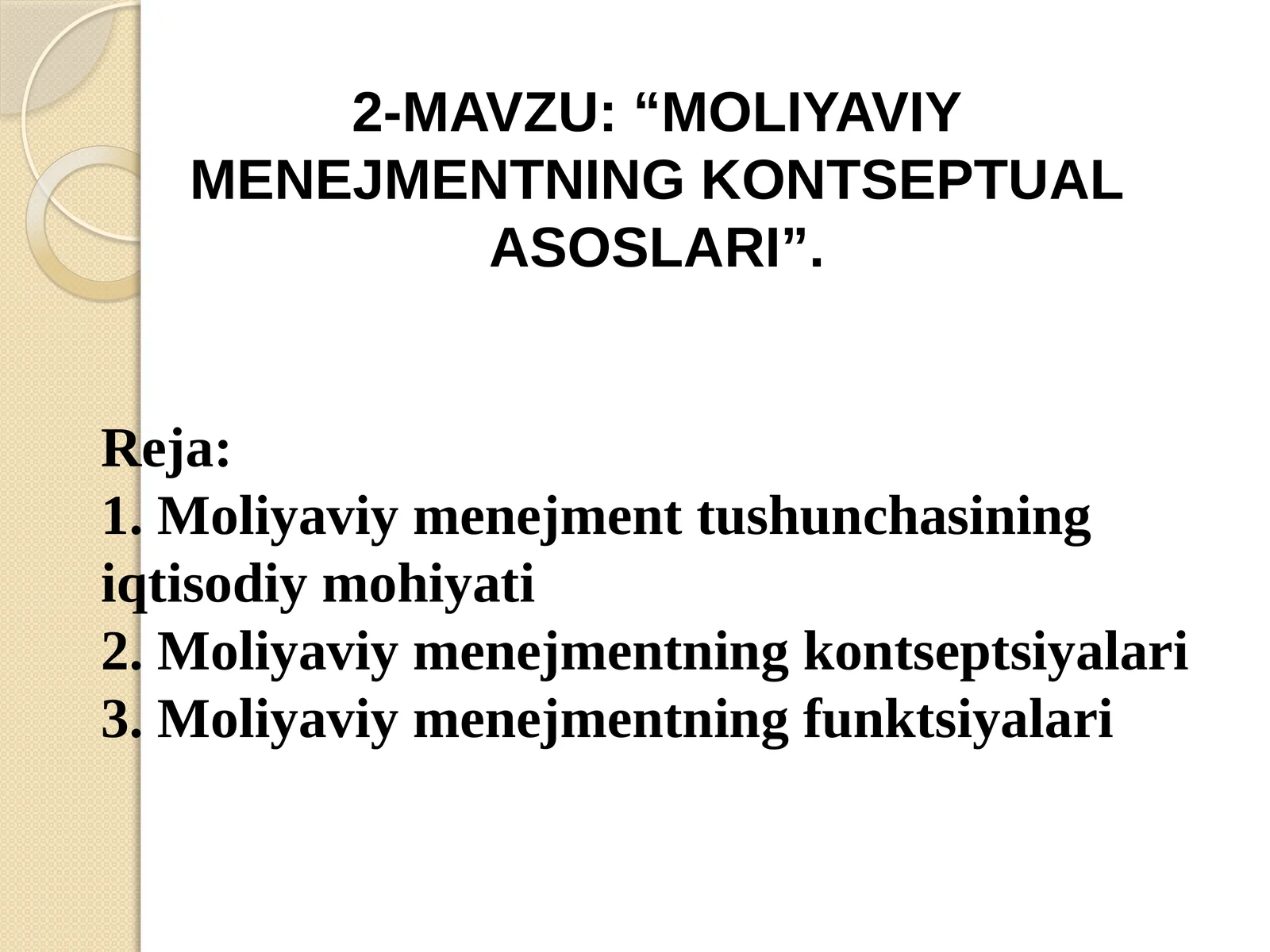 "Moliyaviy menejmentning kontseptual asoslari" 1