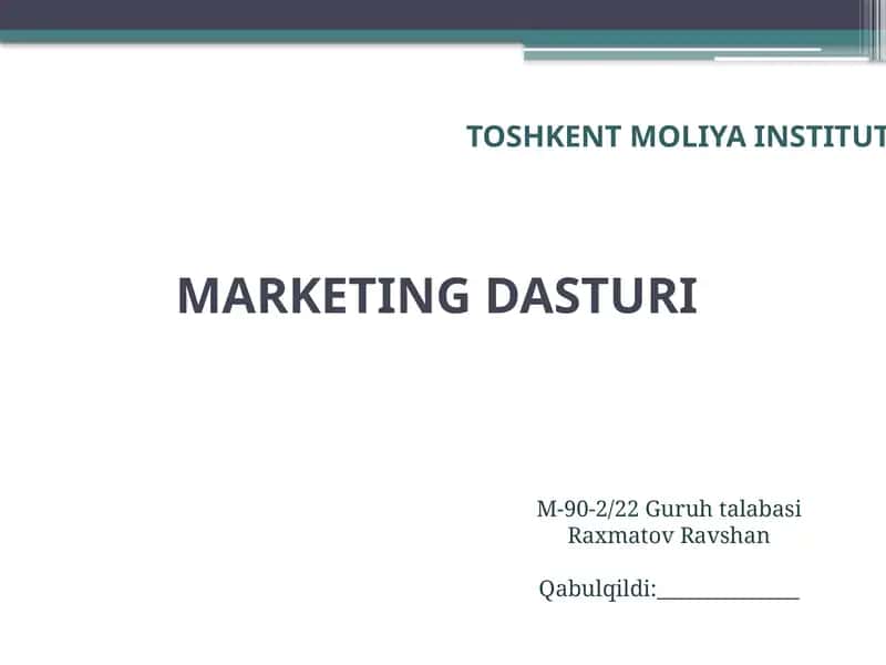 MARKETING DASTURI 1