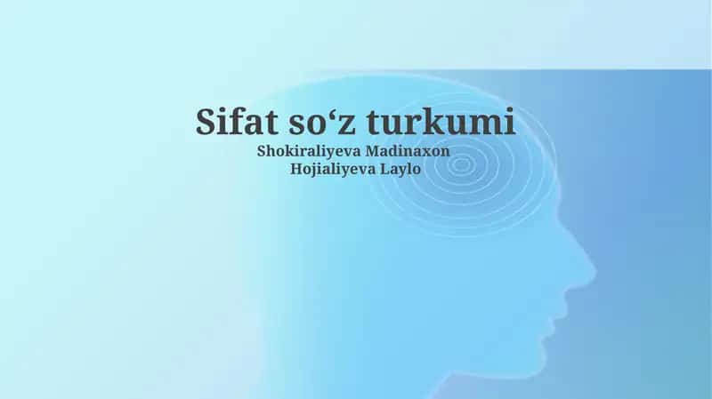 Sifat soʻz turkumi 1