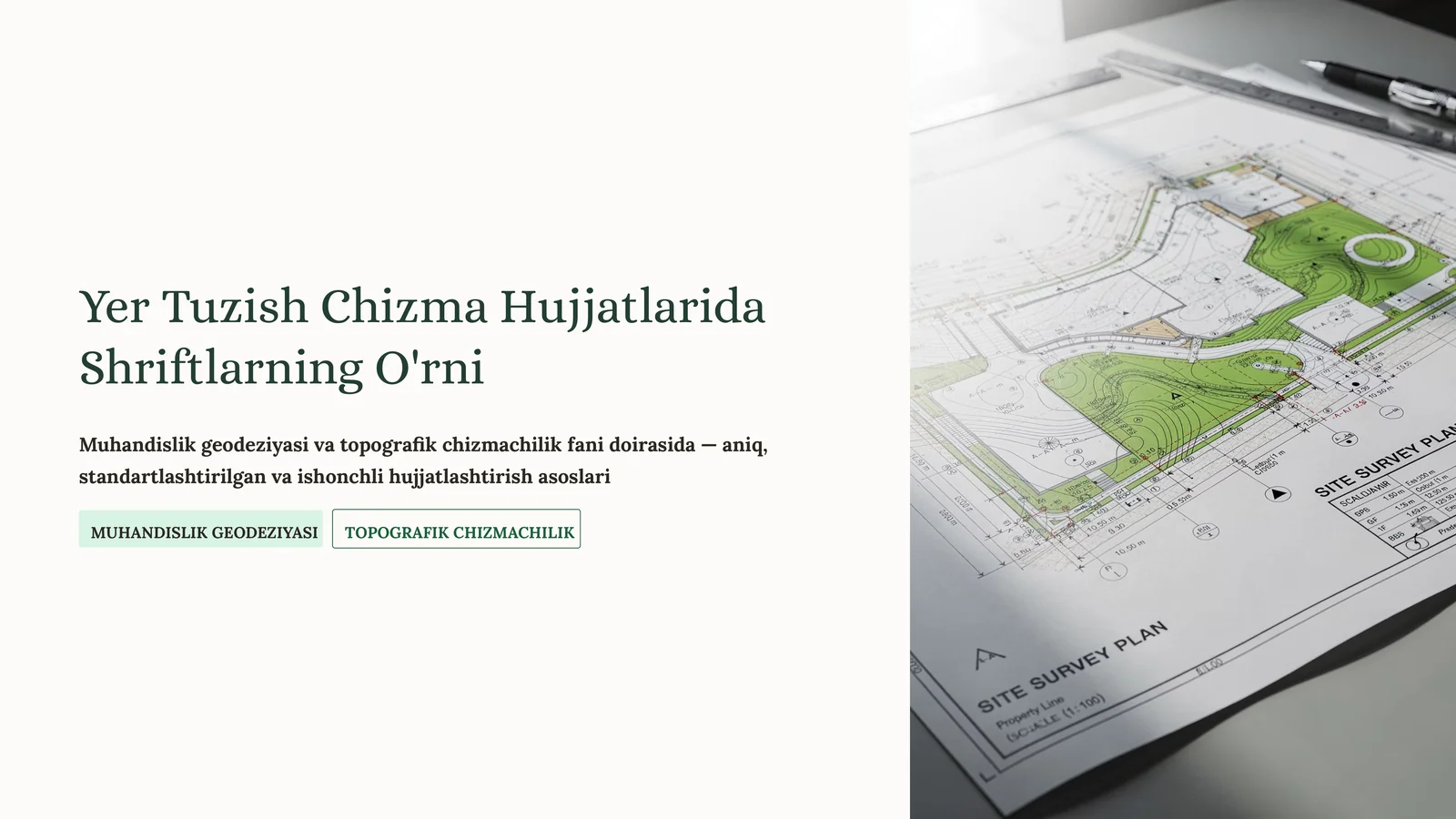 Muhandislik Geodeziyasi va Topografik Chizmachilik Fani Tushunchalari 1