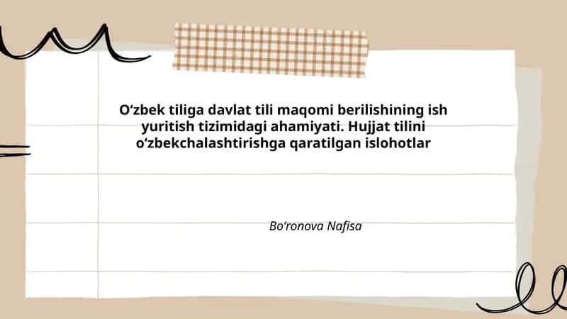 Davlat tili maqomini ish yuritish tizimiga joriy etishning huquqiy negizi 1