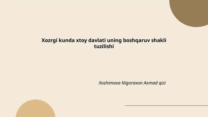 Xitoyning boshqaruv shakli: Sotsialistik bir partiya tizimi 1