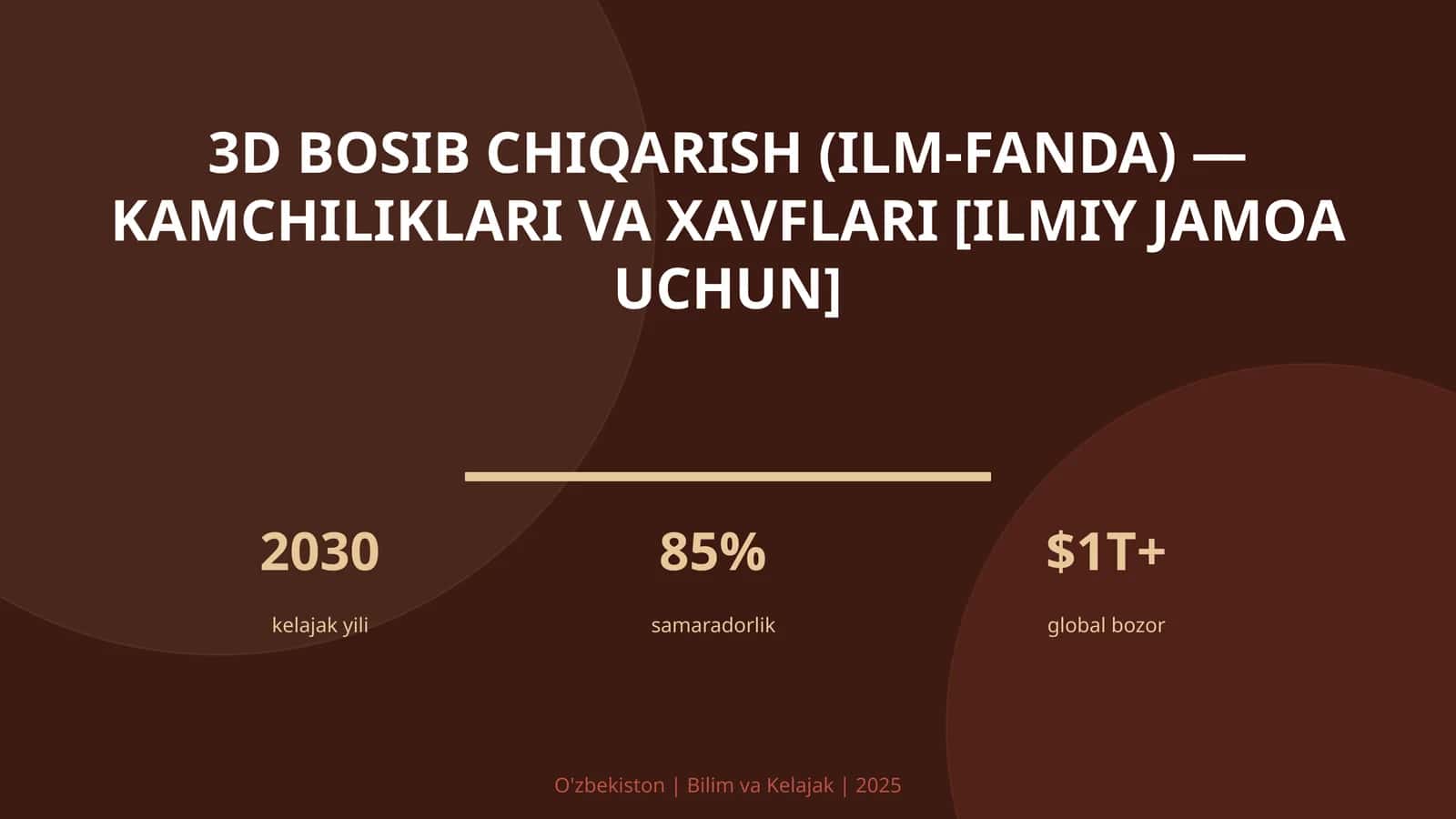 3D BOSIB CHIQARISH (ILM-FANDA) — KAMCHILIKLARI VA XAVFLARI [ILMIY JAMOA UCHUN] 1
