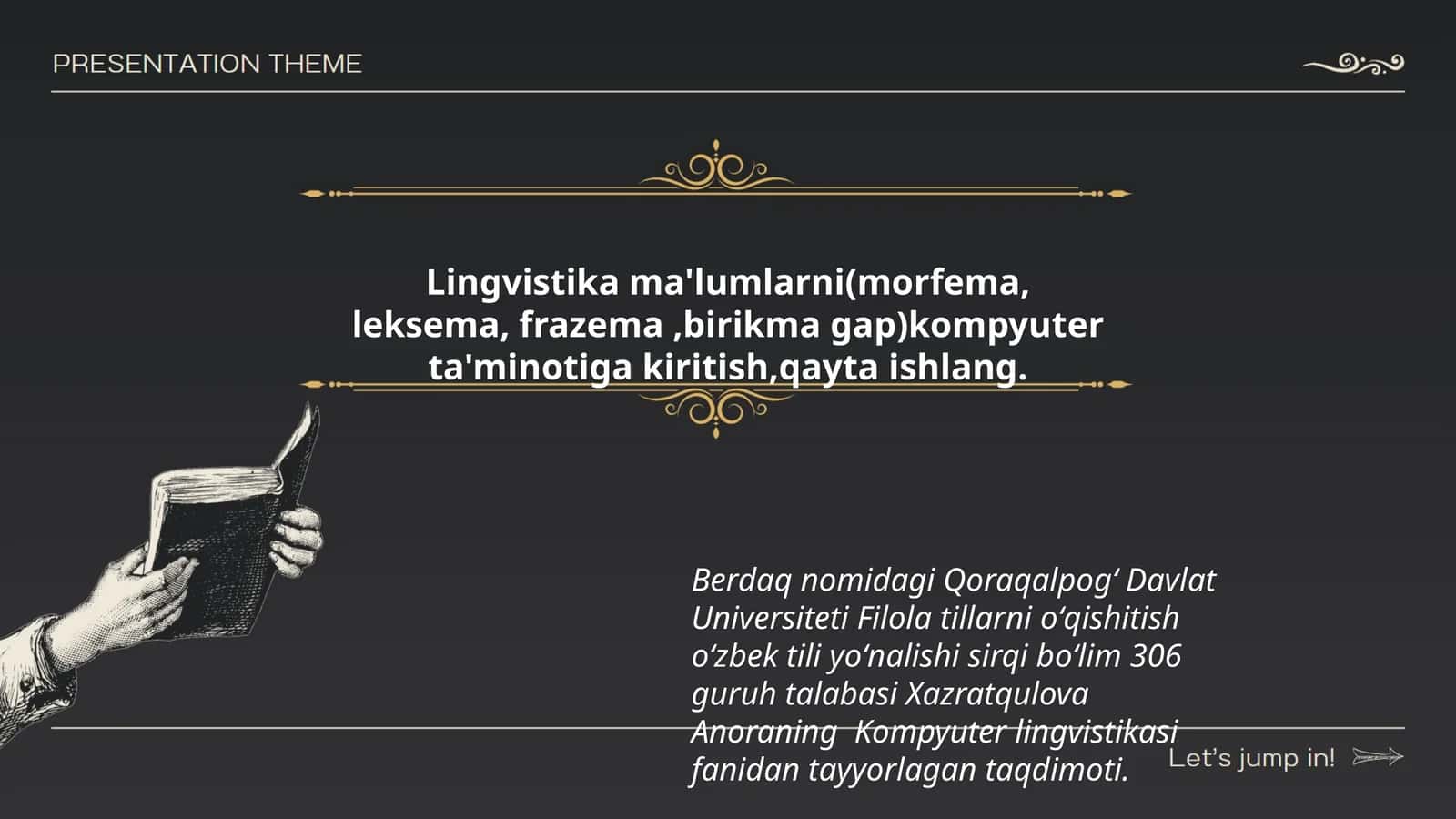 Kompyuter lingvistikasi fanidan taqdimot 1