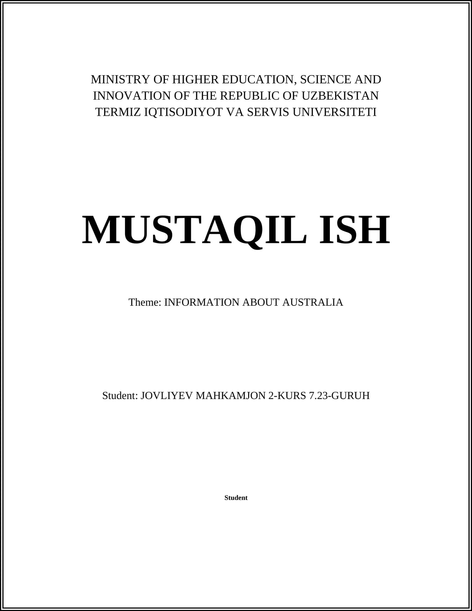 INFORMATION ABOUT AUSTRALIA 1