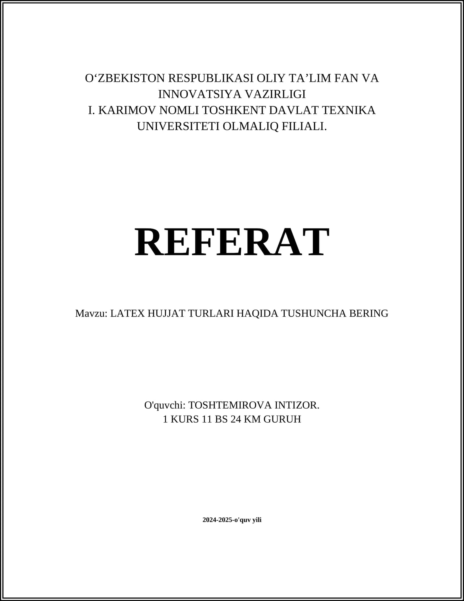 LATEX HUJJAT TURLARI HAQIDA TUSHUNCHA BERING 1