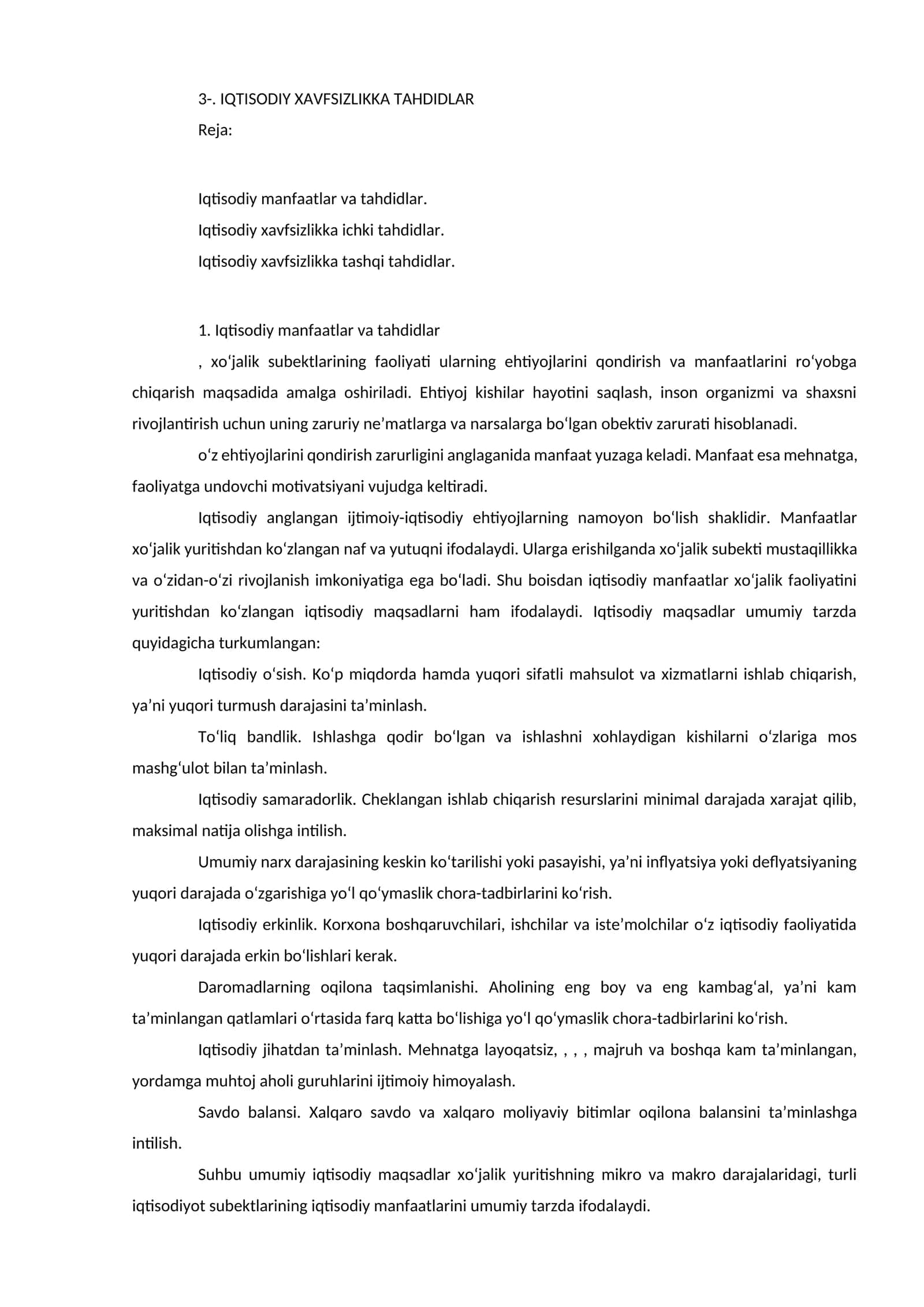IQTISODIY XAVFSIZLIKKA TAHDIDLAR 1