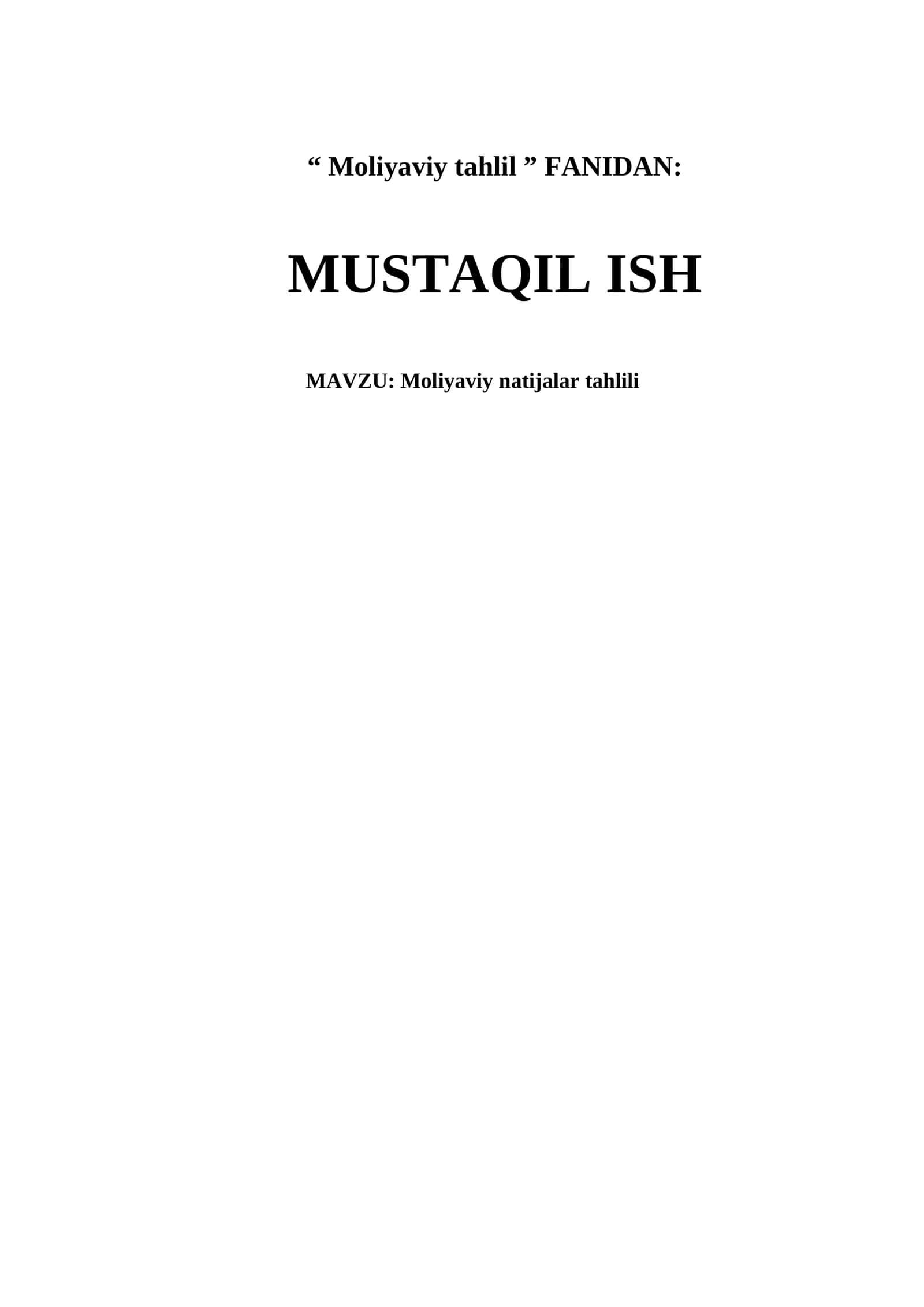 Moliyaviy natijalar tahlili 1