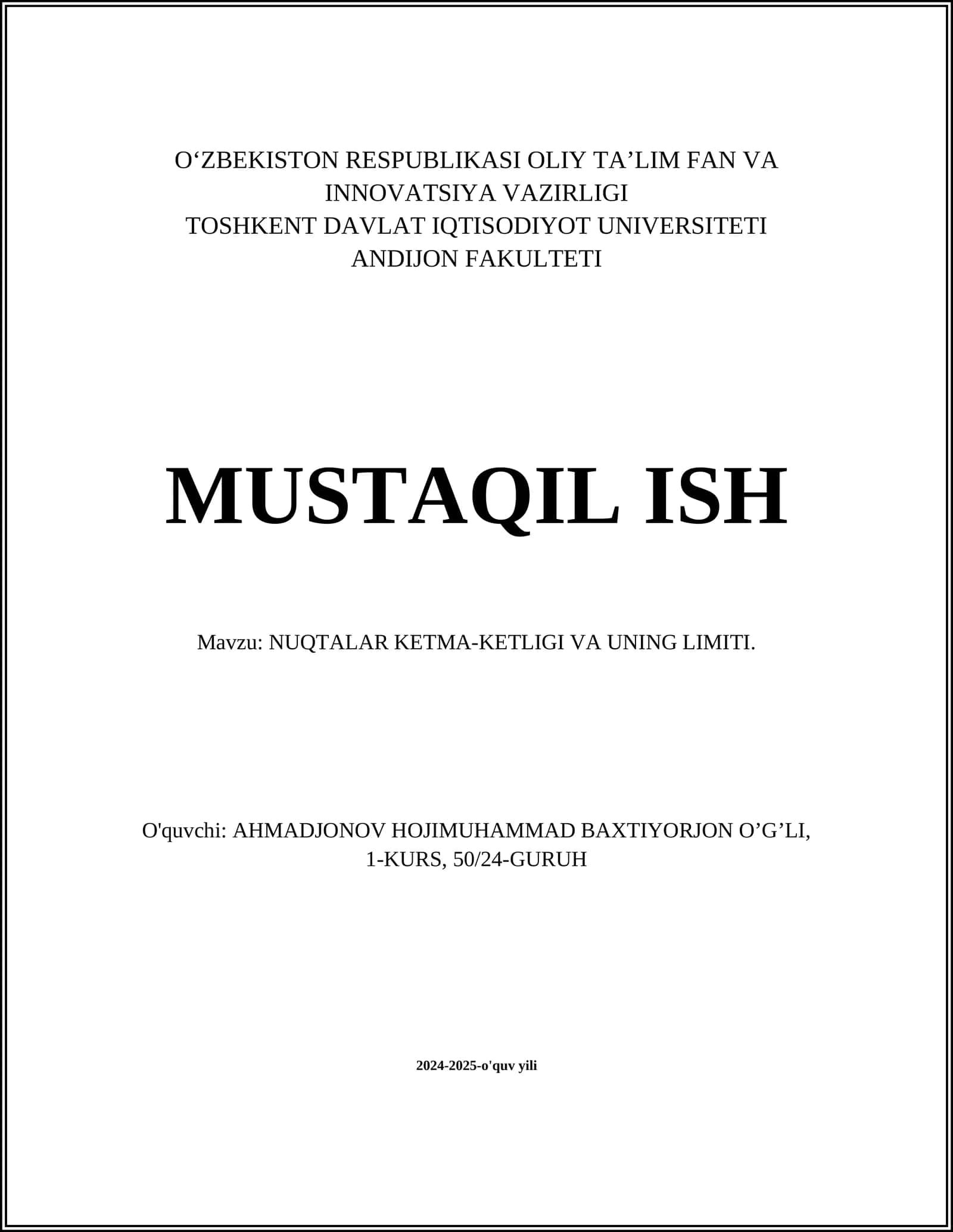 NUQTALAR KETMA-KETLIGI VA UNING LIMITI 1