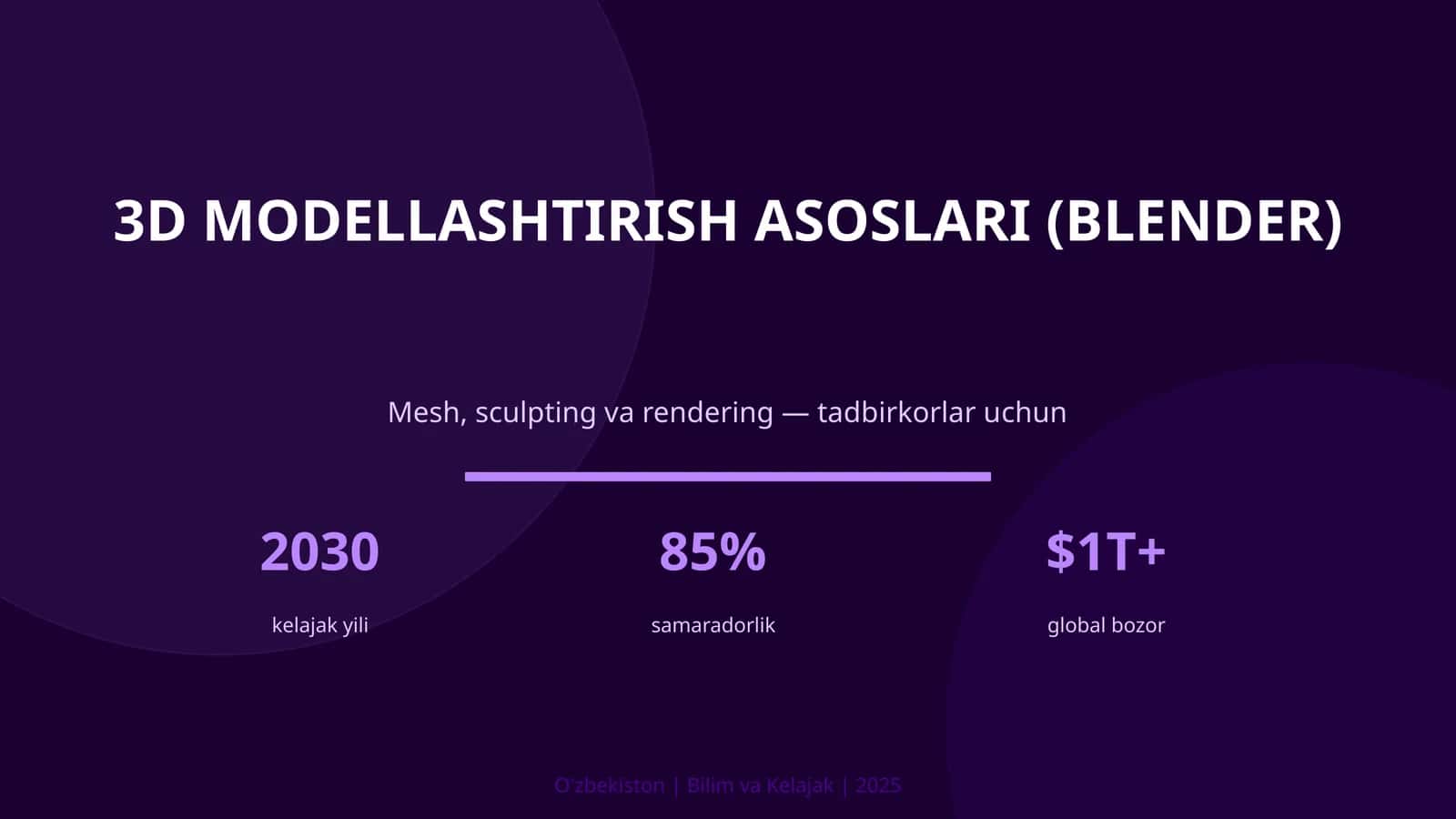 3D modellashtirish asoslari (Blender) 1