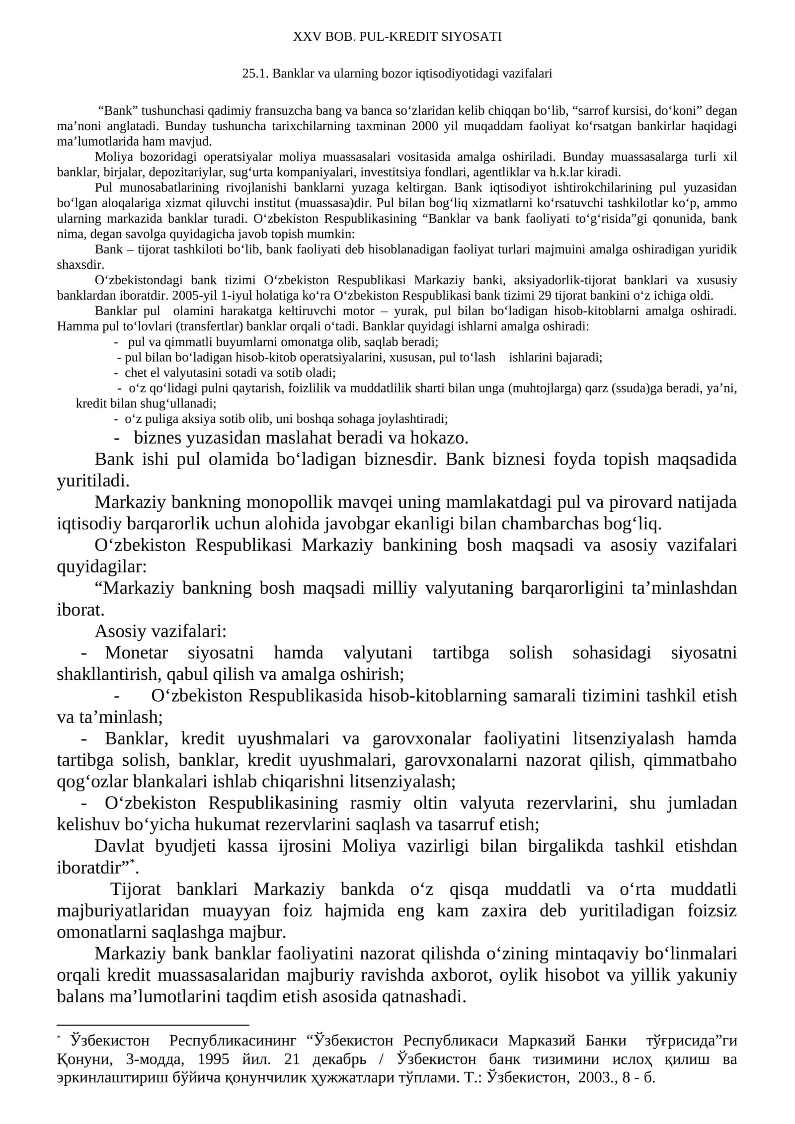Banklar va ularning bozor iqtisodiyotidagi vazifalari 1