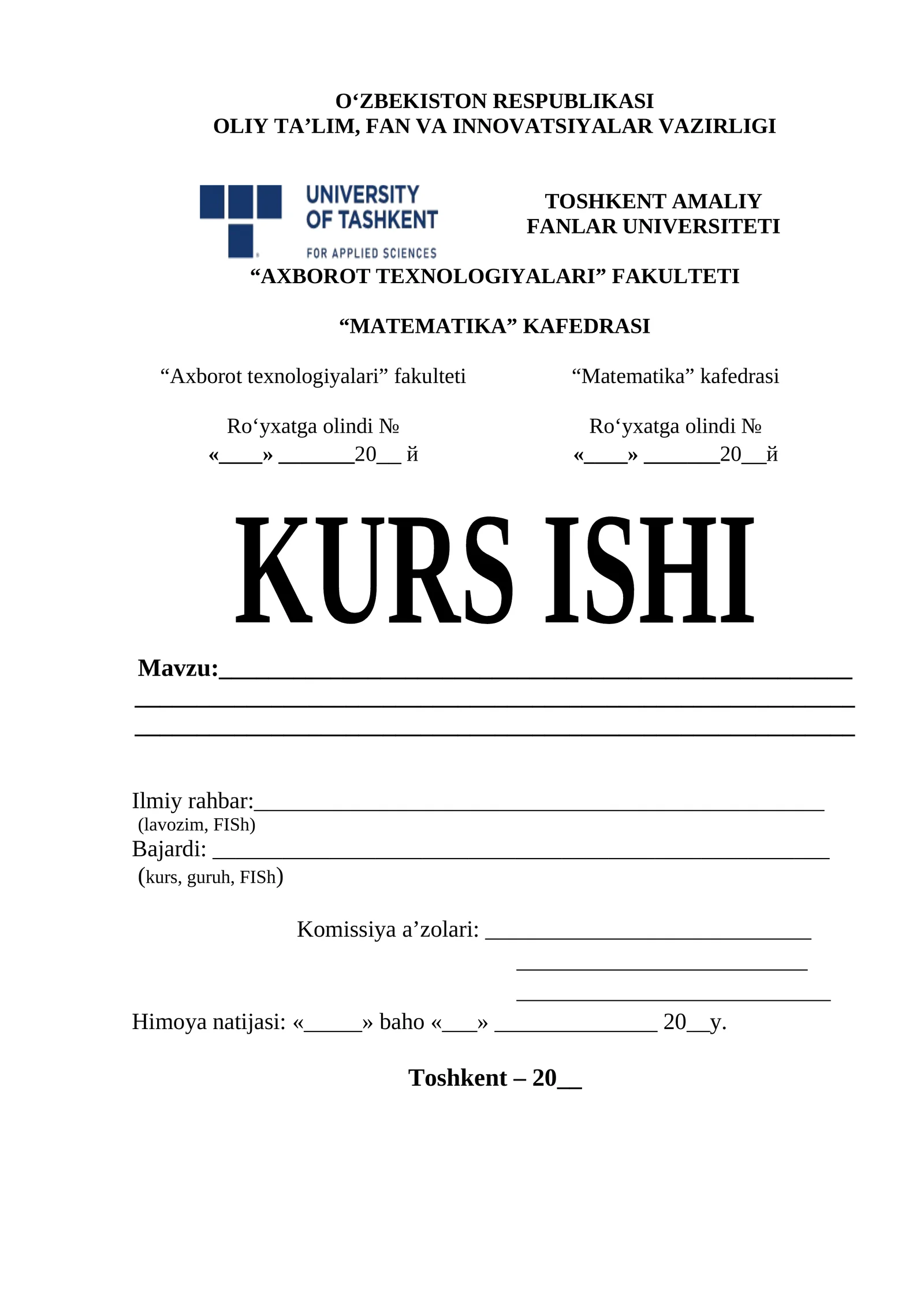 MATEMATIK ANALIZ kurs ishi 1