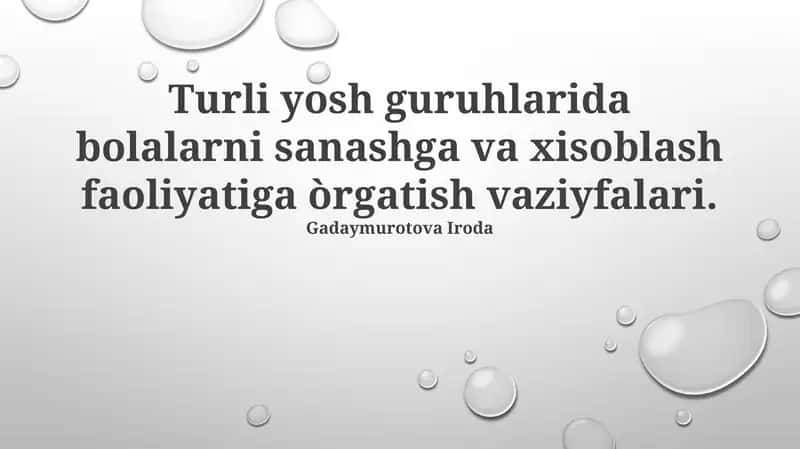 Turli yoshdagi bolalarni sanash va hisoblashga o'rgatish usullari 1