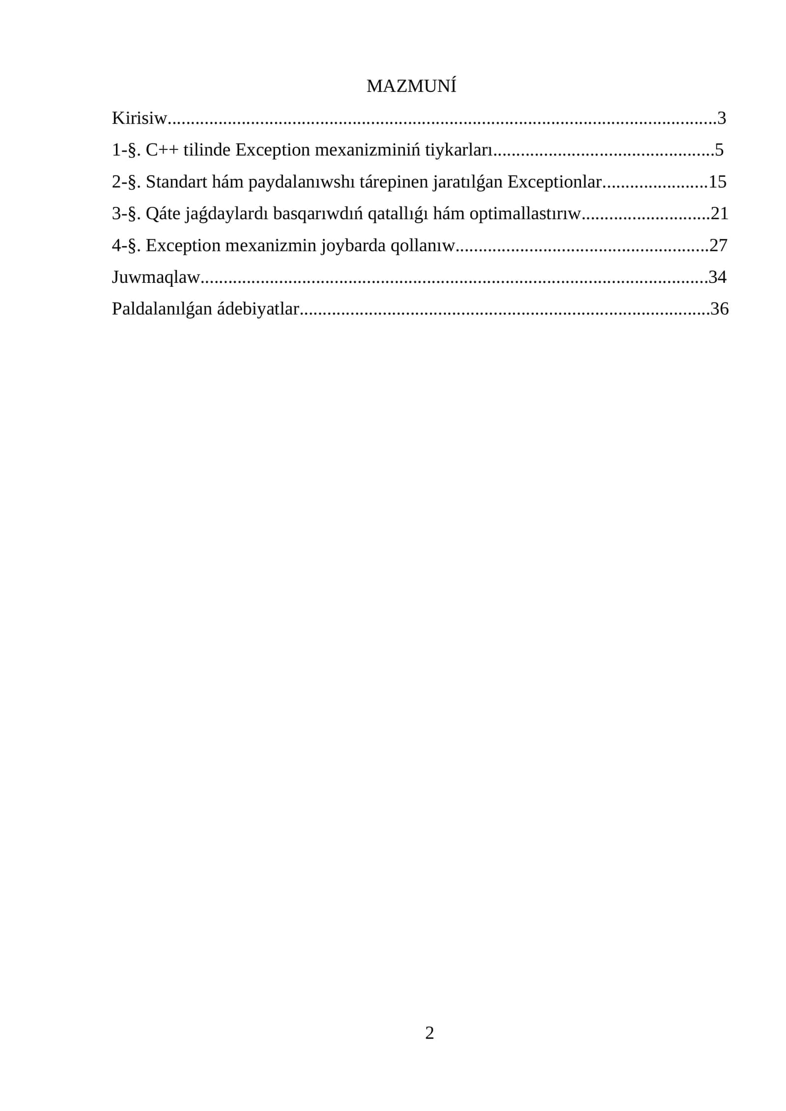 c++ tilinde qáte jaǵdaylar menen islew (exceptions) 1