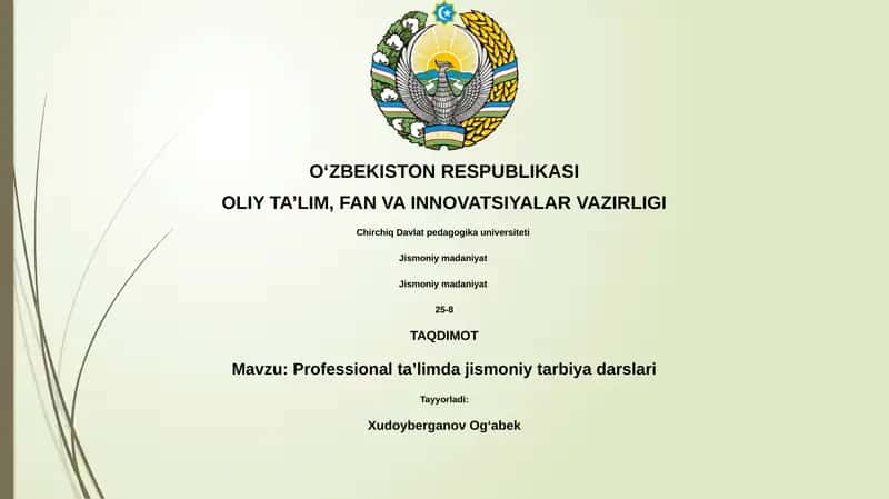 Professional taʼlimda jismoniy tarbiya darslari 1