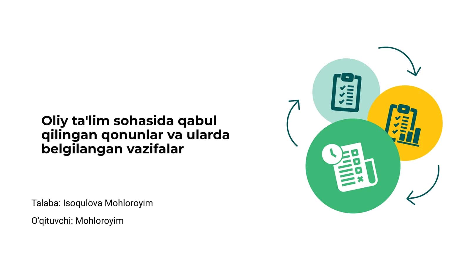 Oliy ta'lim sohasida qabul qilingan qonunlar va ularda belgilangan vazifalar 1