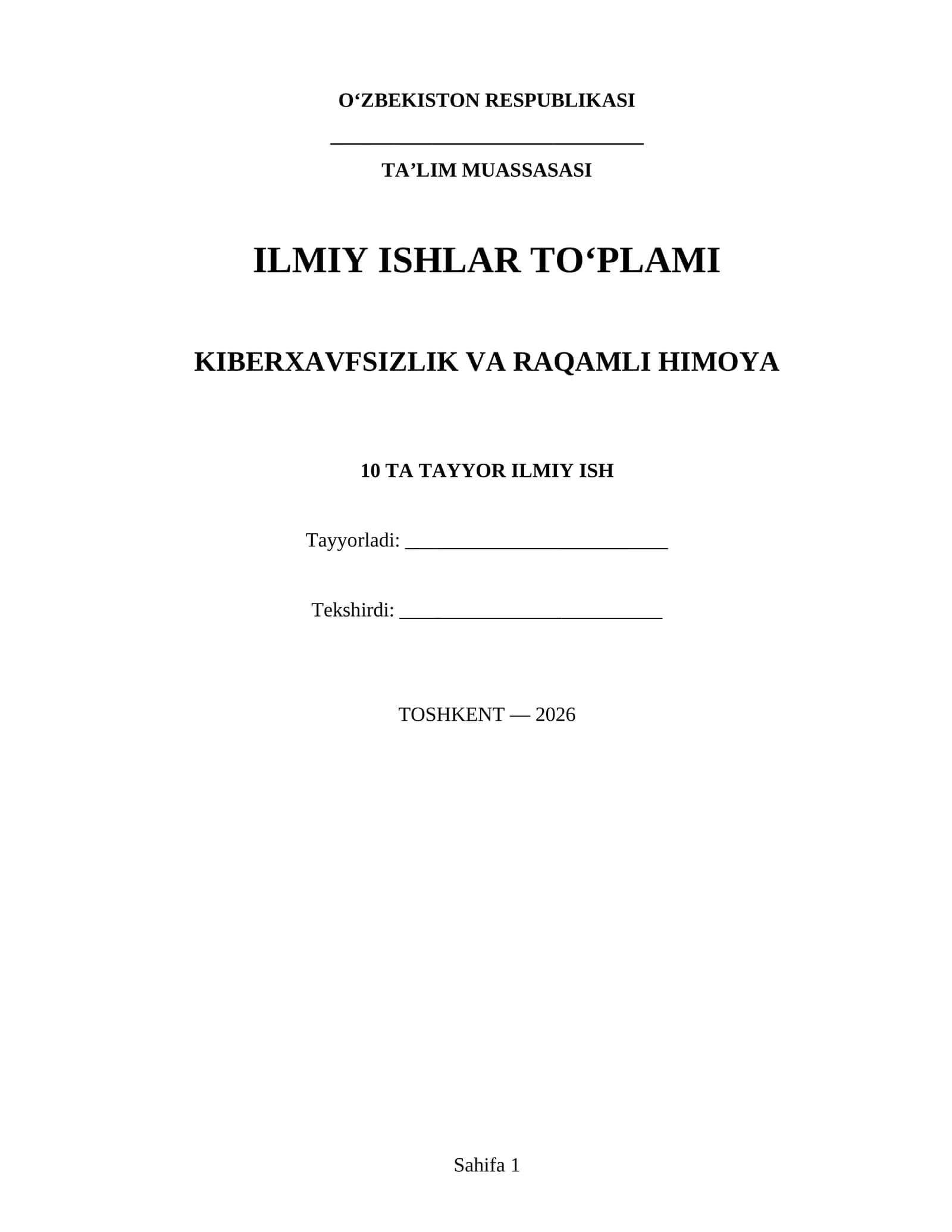 Kiberxavfsizlik va Raqamli Himoya 1