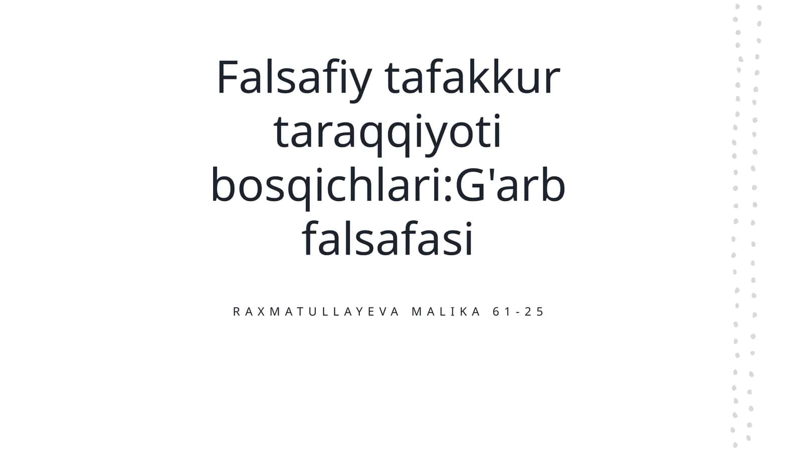 G'arb falsafasi 1