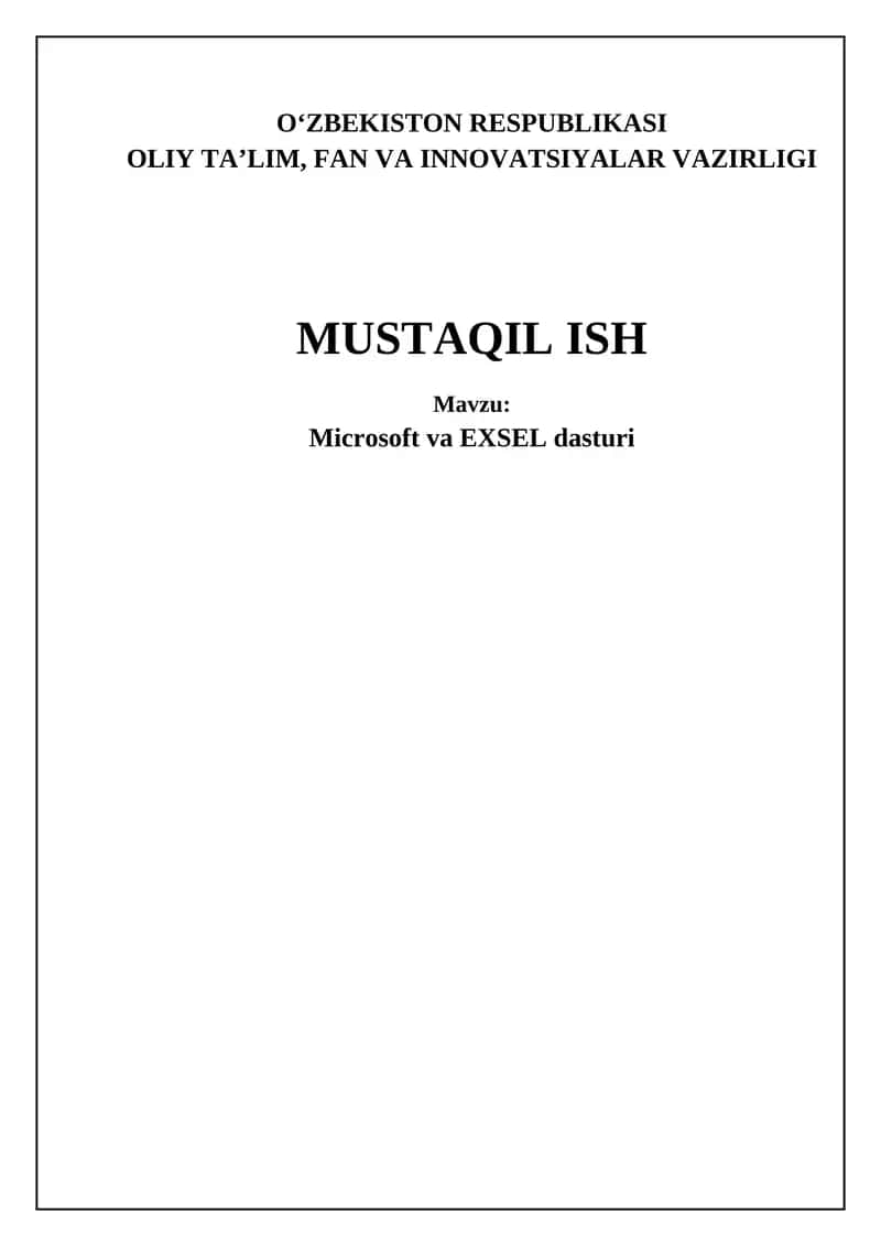 Microsoft va EXSEL dasturi 1