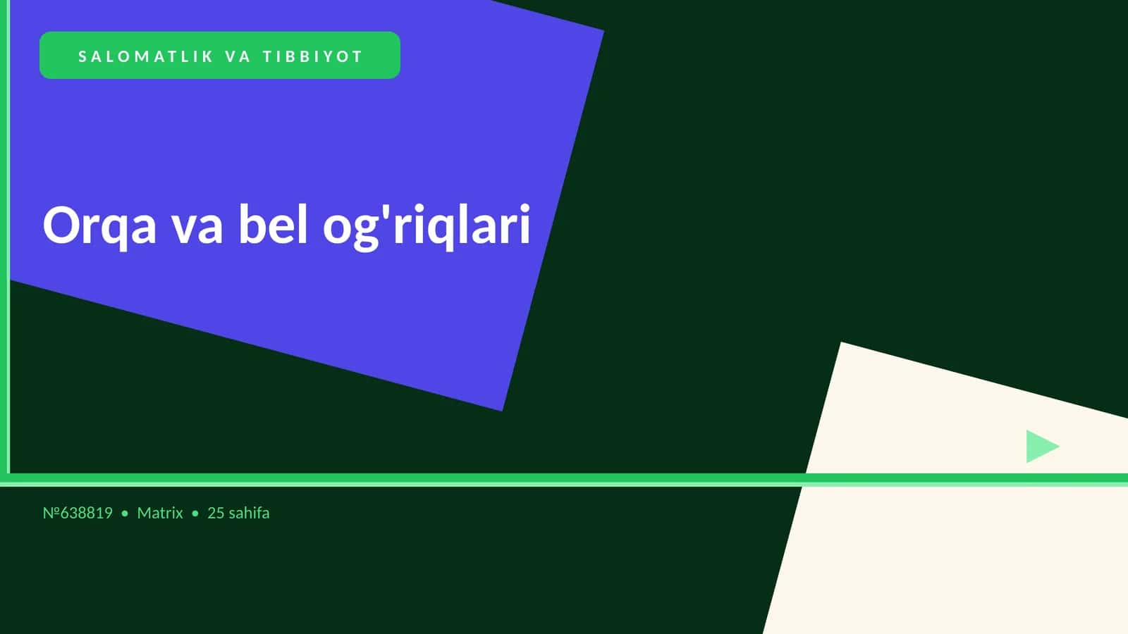 Orqa va bel og'riqlari 1