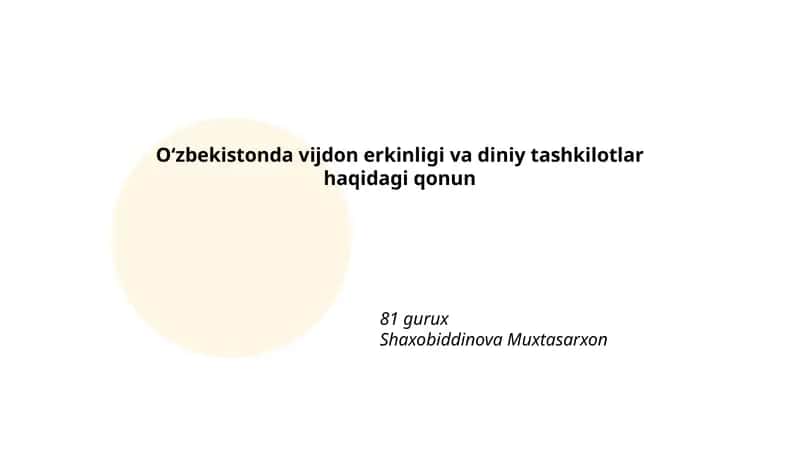 O‘zbekistonda vijdon erkinligi va diniy tashkilotlar haqidagi qonun 1