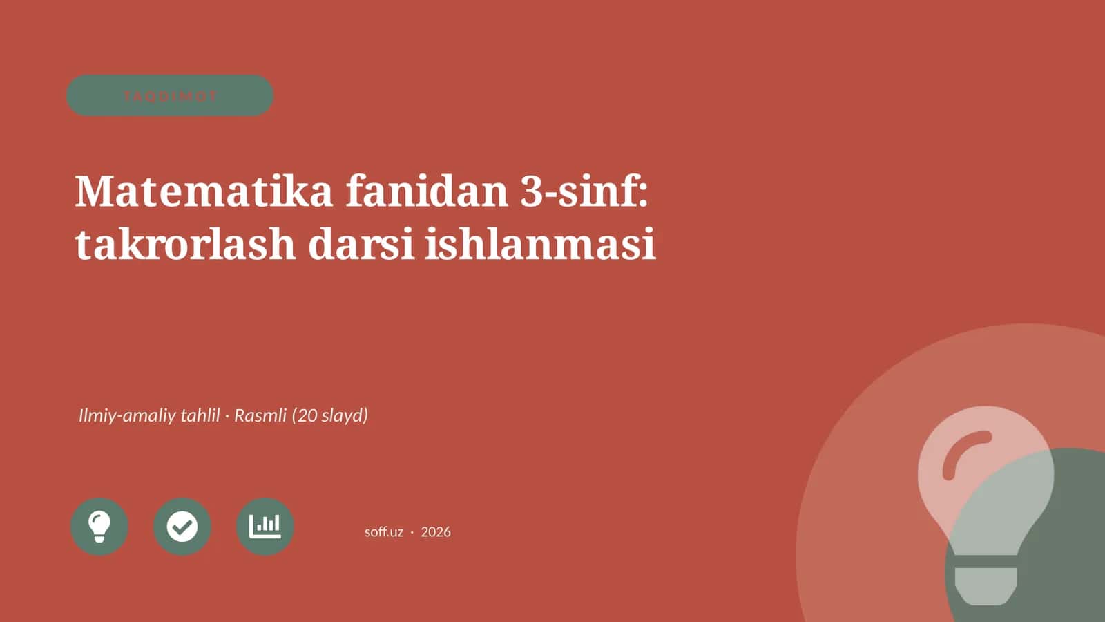 Matematika fanidan 3-sinf: takrorlash darsi ishlanmasi 1