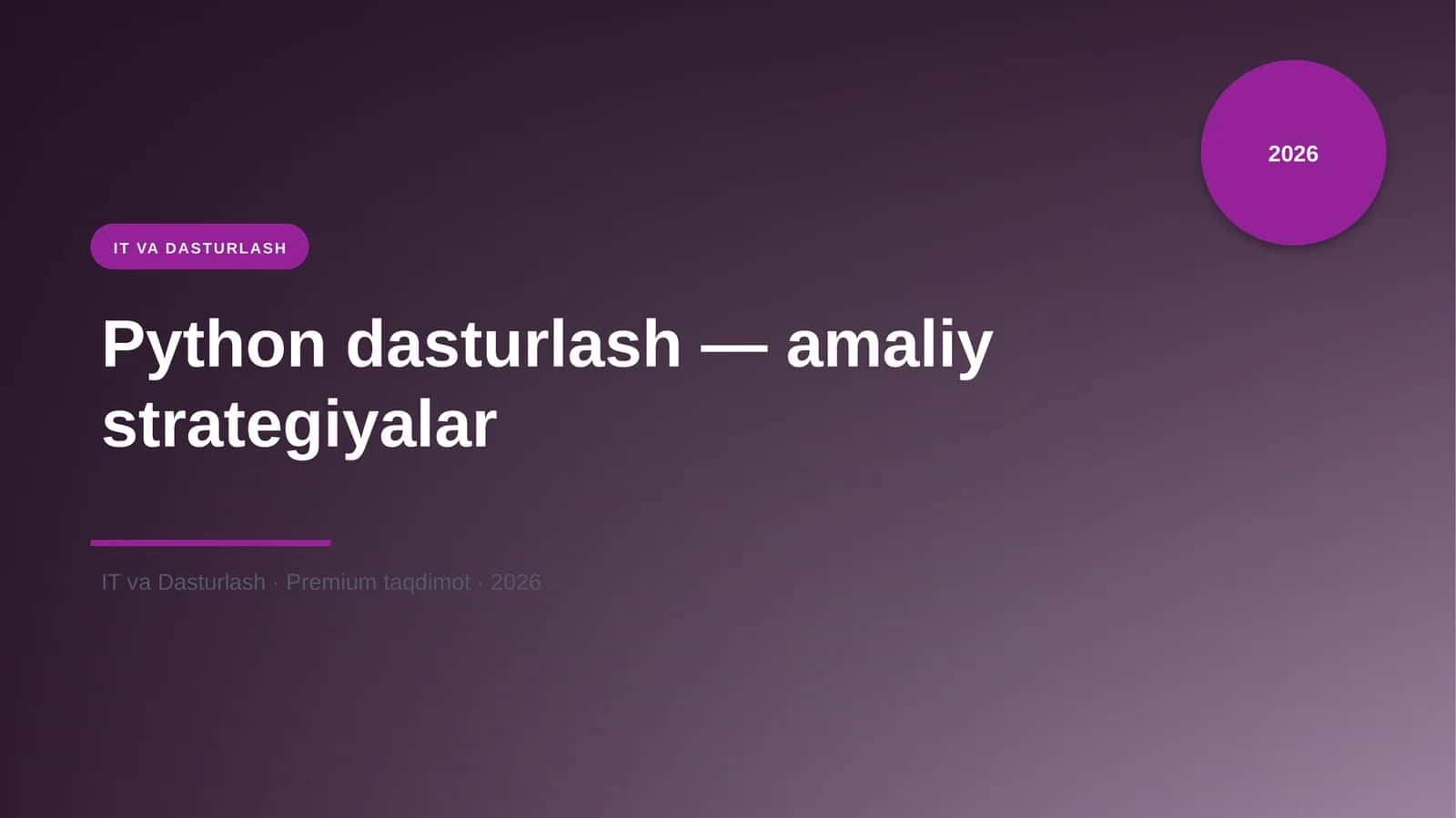 Python dasturlash — amaliy strategiyalar 1