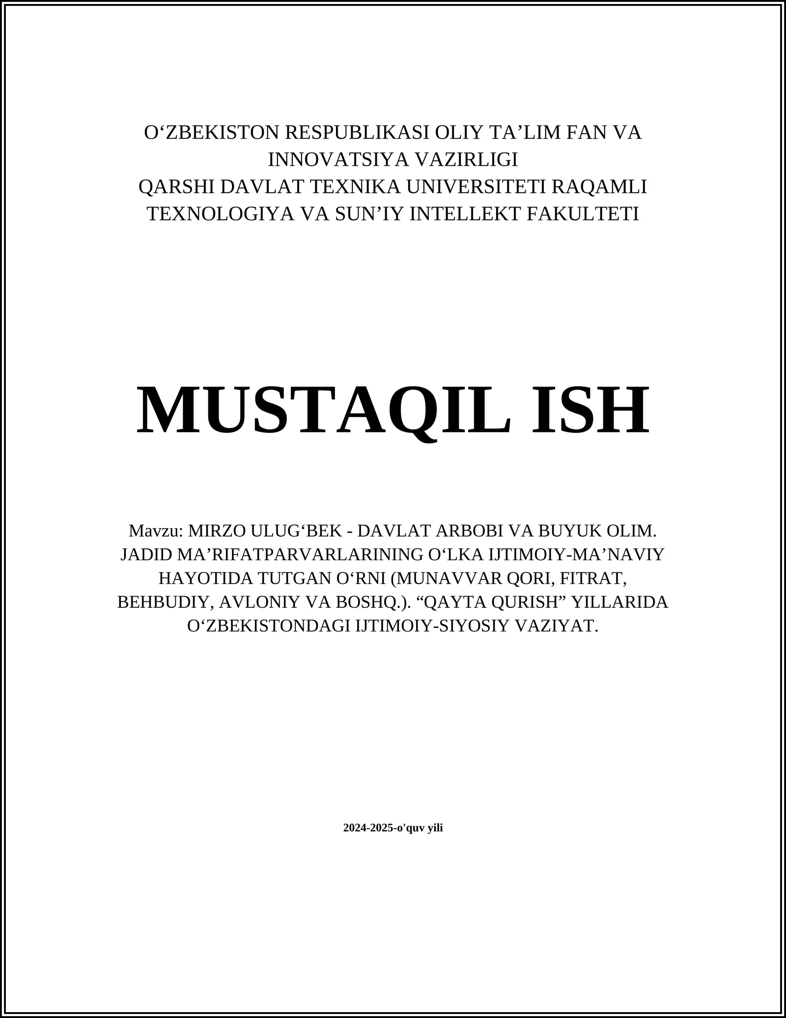 MIRZO ULUG‘BEK - DAVLAT ARBOBI VA BUYUK OLIM 1