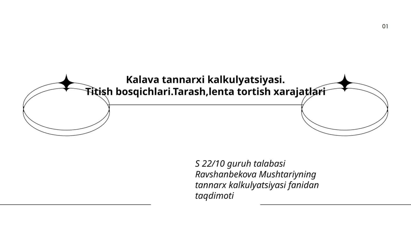 Kalava tannarxi kalkulyatsiyasi 1