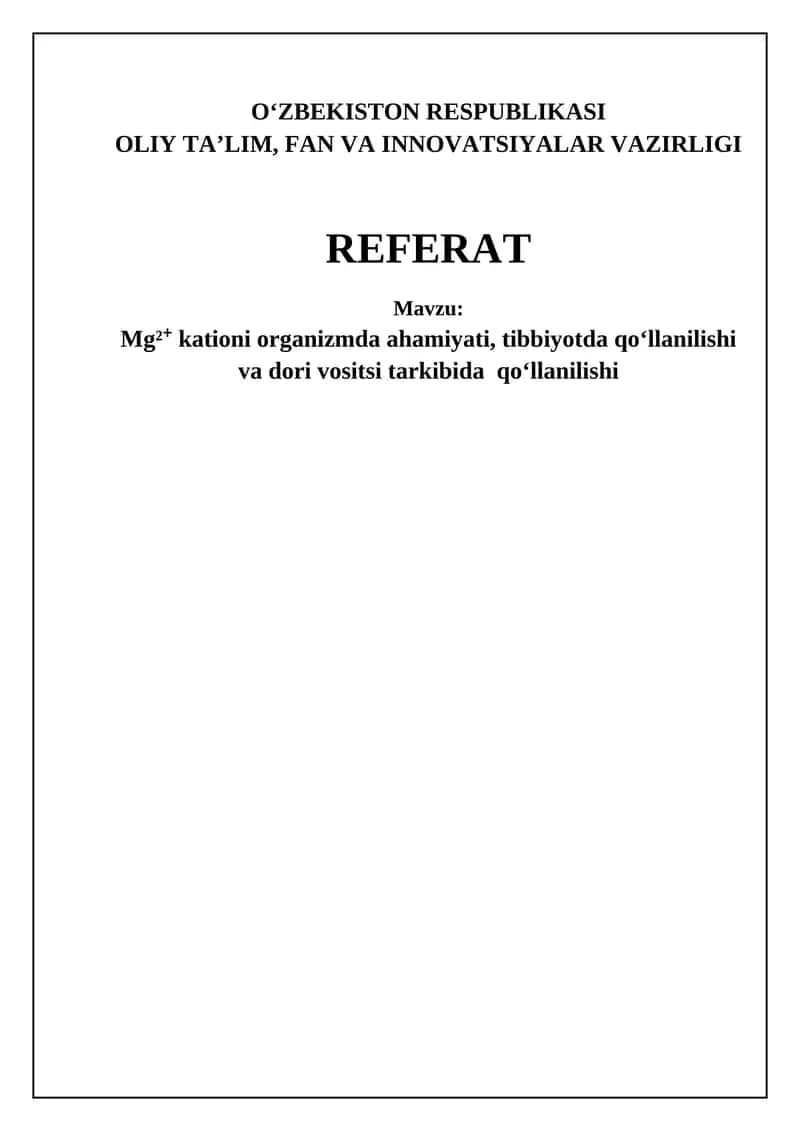 Magniyning biologik ahamiyati va organizmdagi vazifalari 1