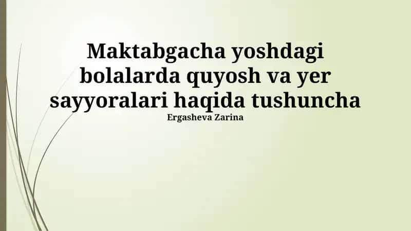Maktabgacha yoshdagi bolalarda quyosh va yer sayyoralari haqida tushuncha 1