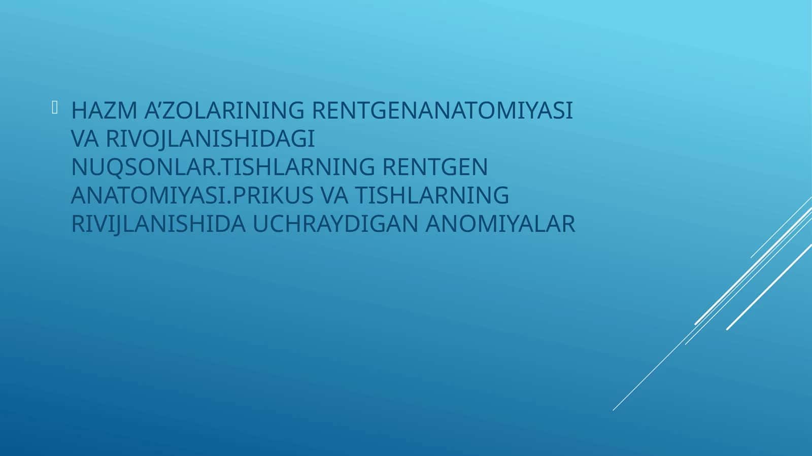 Rentgenanatomiya va rivojlanishidagi nuqsonlar 1