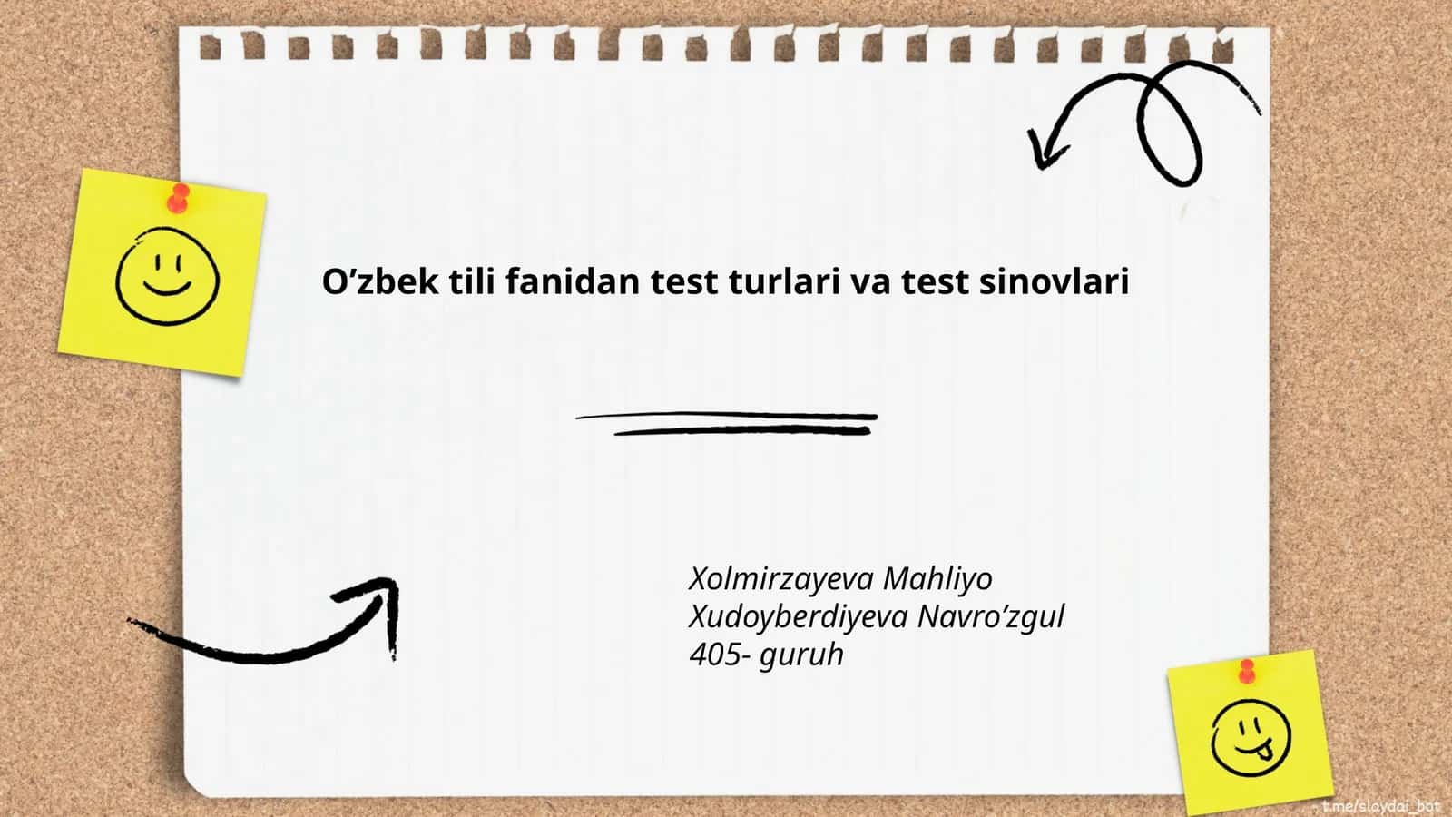 O’zbek tili fanidan test turlari va test sinovlari 1