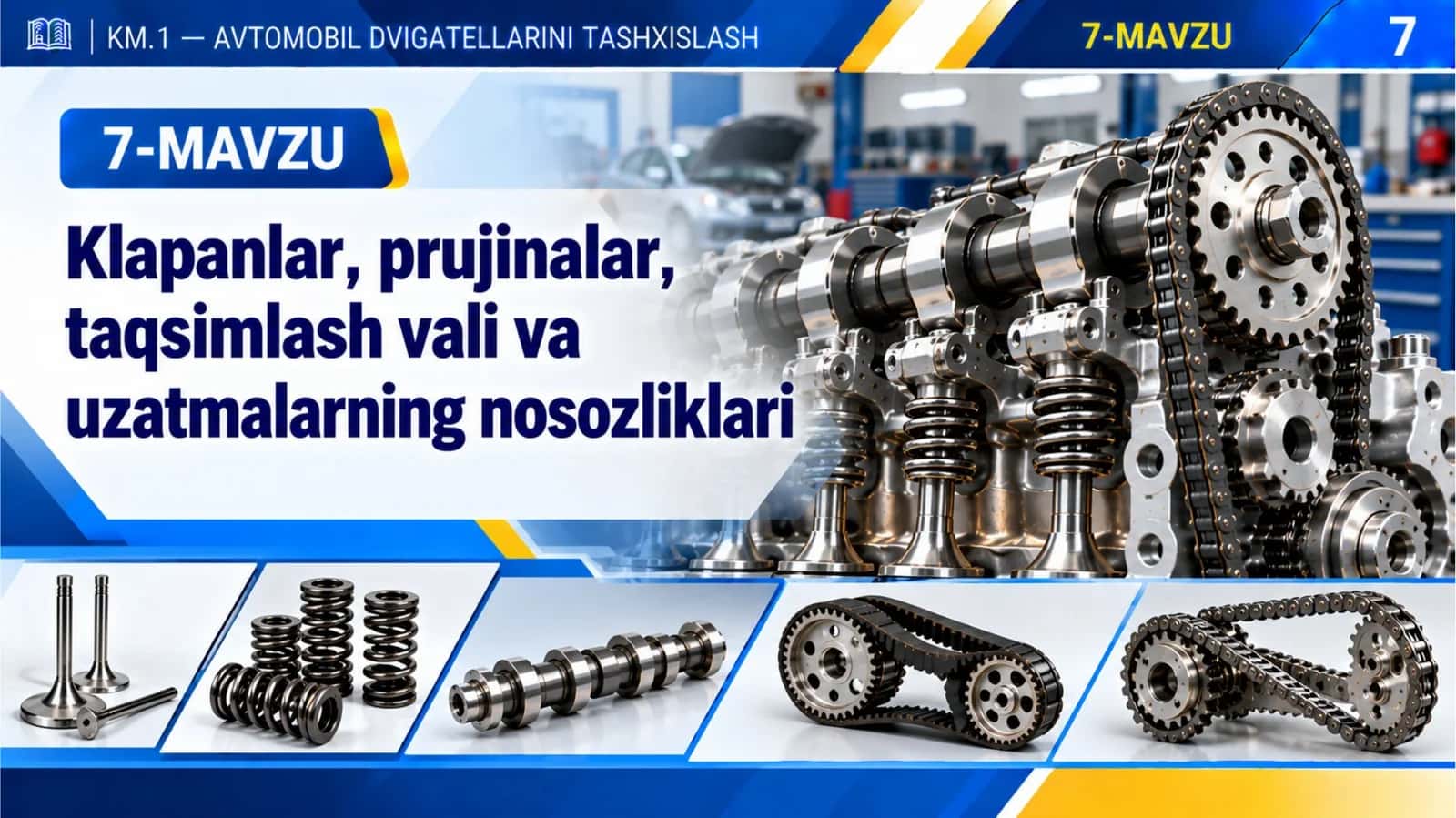 7-mavzu. Klapanlar, prujinalar, taqsimlash vali va uzatmalarning nosozliklari 1