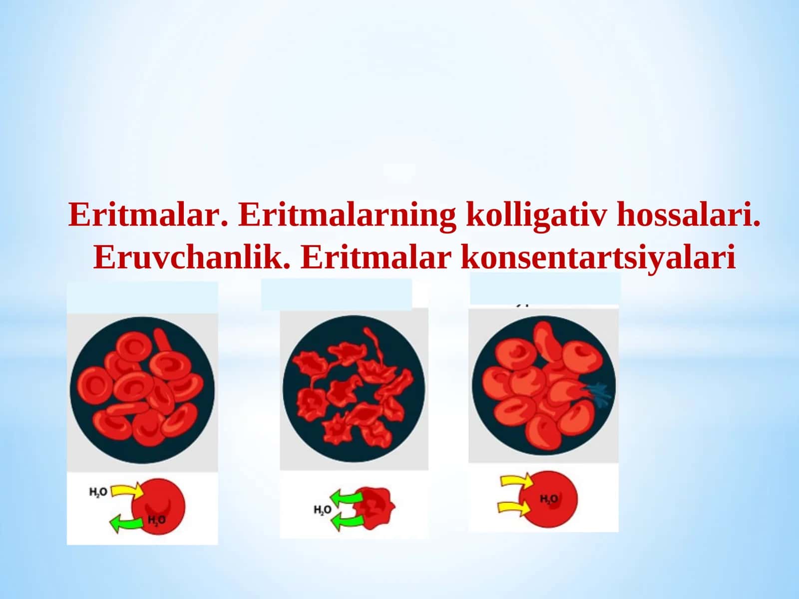Eritmalar. Eritmalarning kolligativ hossalari. Eruvchanlik 1