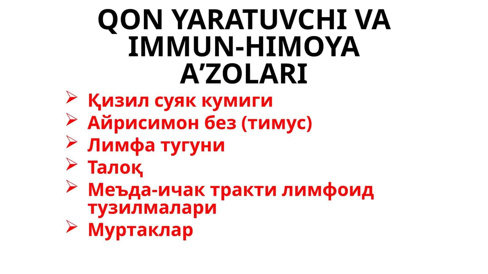 QON YARATUVCHI VA IMMUN-HIMOYA A’ZOLARI 1