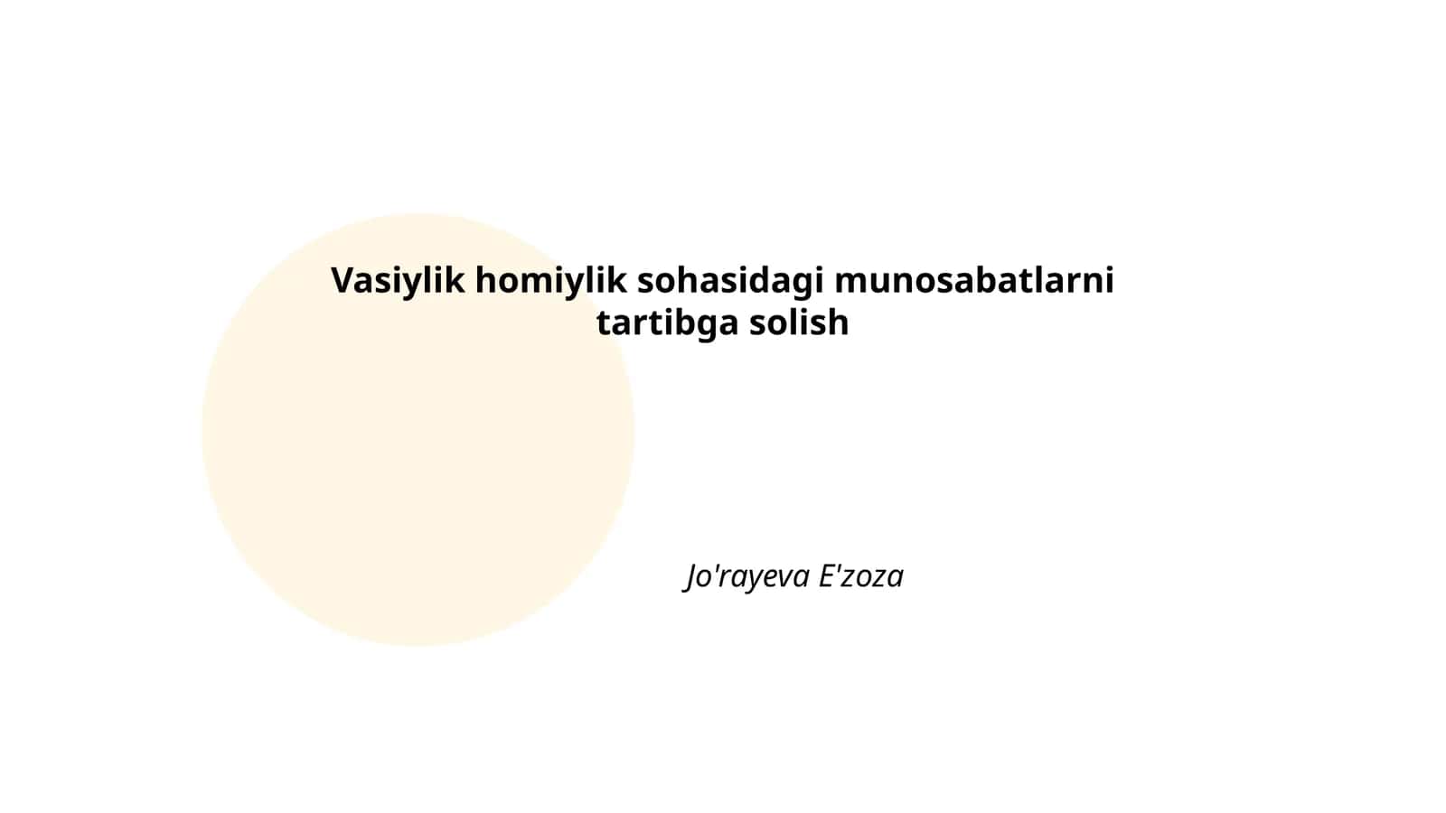 Vasiylik homiylik sohasidagi munosabatlarni tartibga solish 1