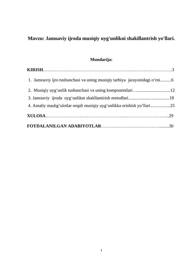 Jamoaviy ijroda musiqiy uyg'unlikni shakillantrish yo'llari 1