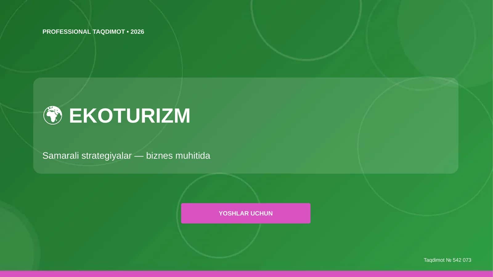 Ekoturizm: samarali strategiyalar (biznes muhitida) [yoshlar uchun] 1