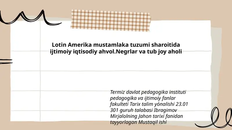 Jahon tarixi fanidan tayyorlagan Mustaqil ishi 1