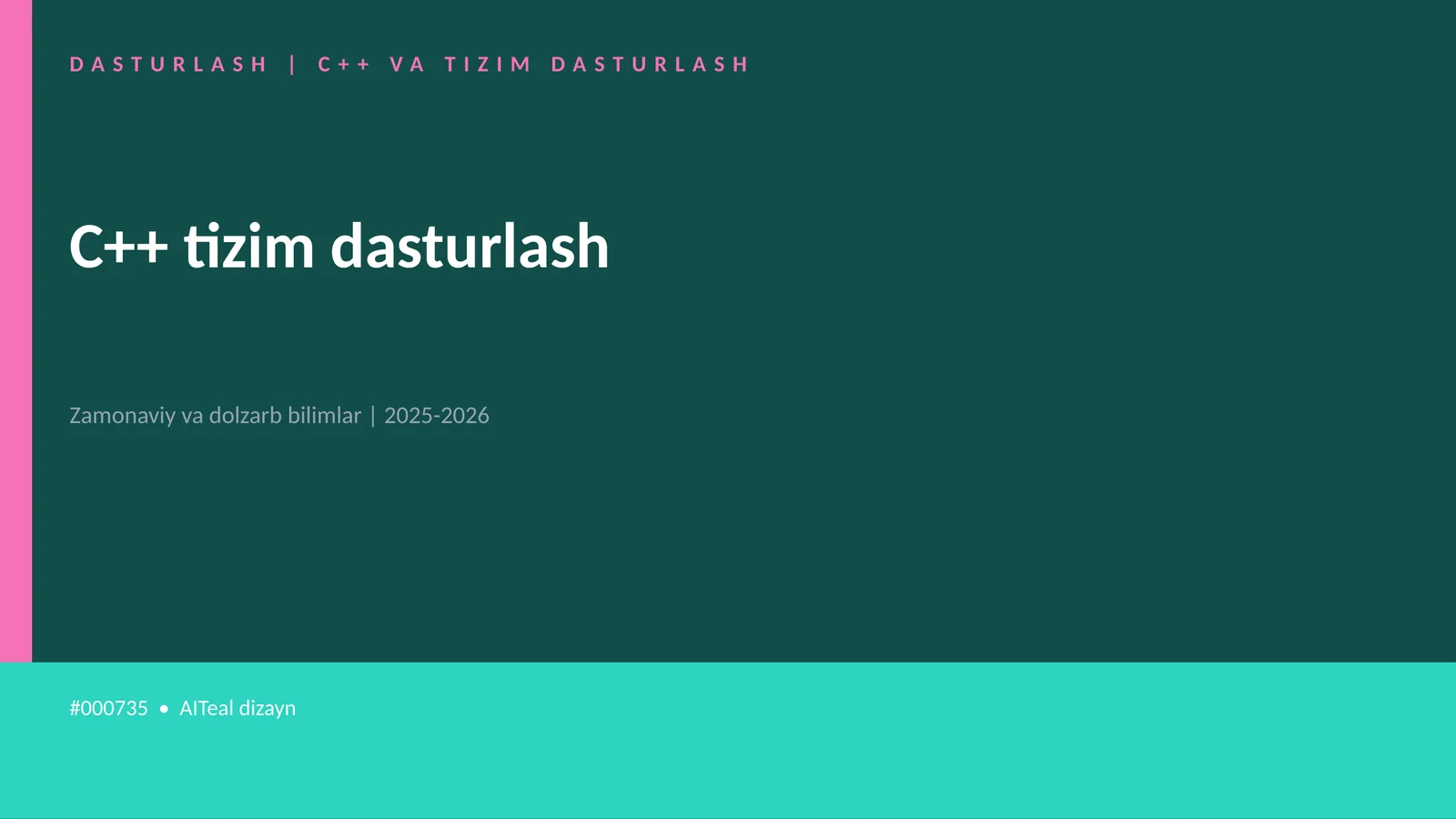 C++ va Tizim Dasturlash 1