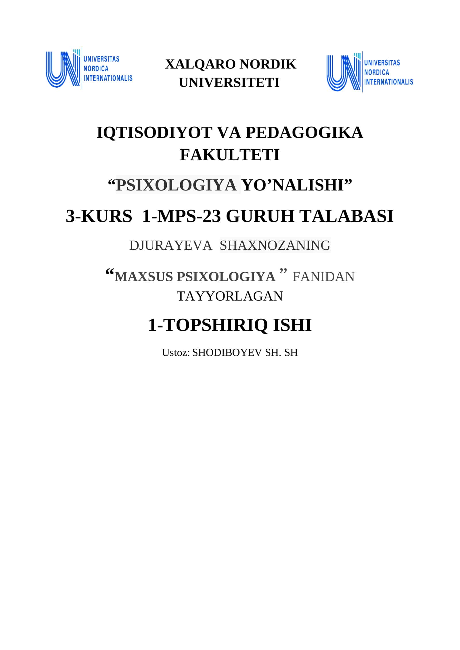 "MAXSUS PSIXOLOGIYA" 1