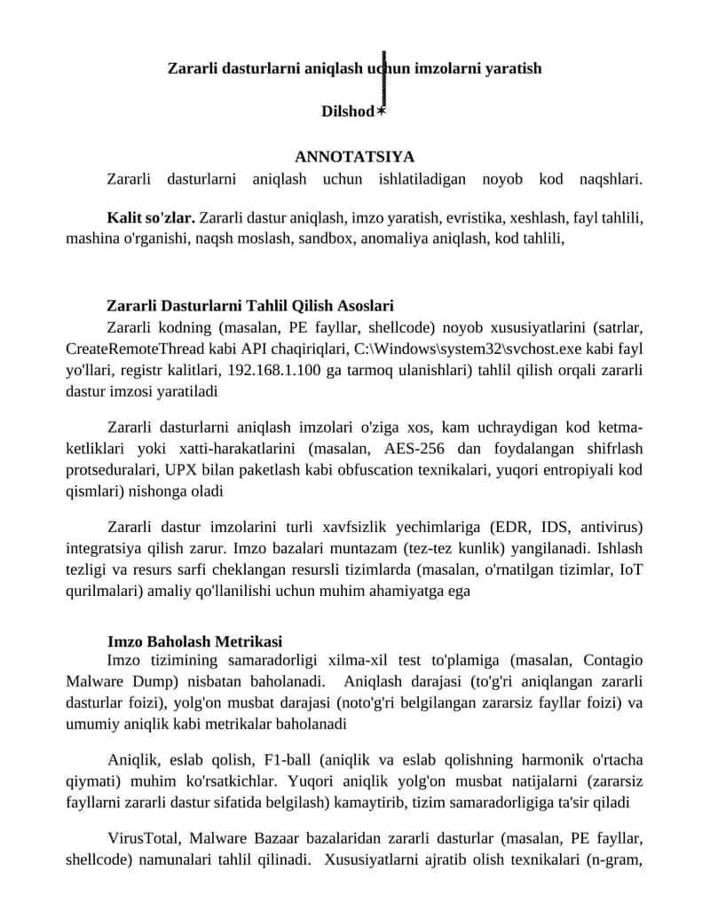 Zararli Dasturlarni Tahlil Qilish Asoslari 1