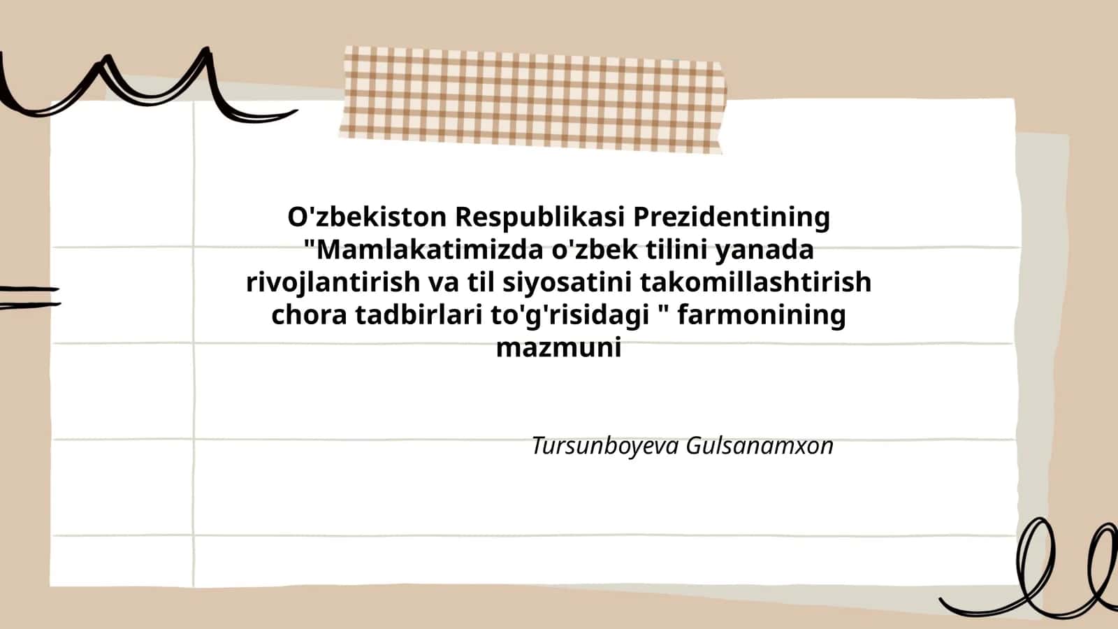 Mamlakatimizda o'zbek tilini yanada rivojlantirish va til siyosatini takomillashtirish chora tadbirlari 1