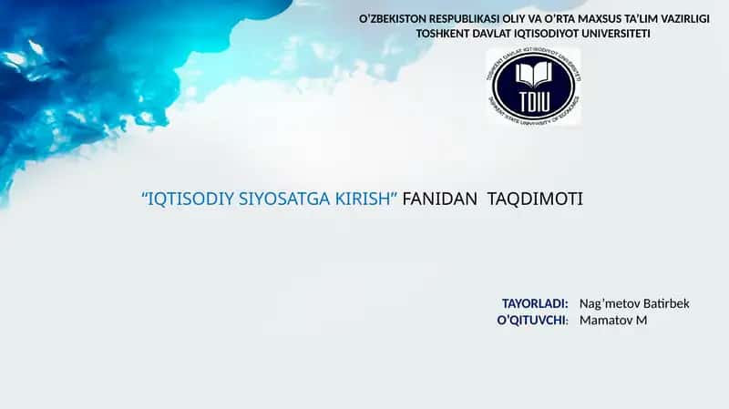 IQTISODIY SIYOSATGA KIRISH 1
