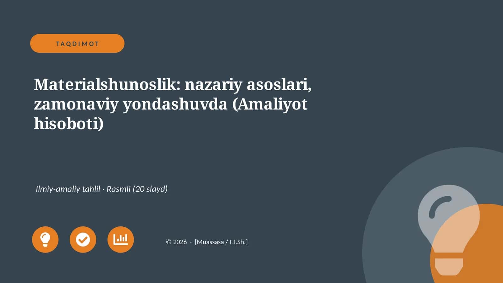 Materialshunoslik: nazariy asoslari, zamonaviy yondashuvda (Amaliyot hisoboti) 1