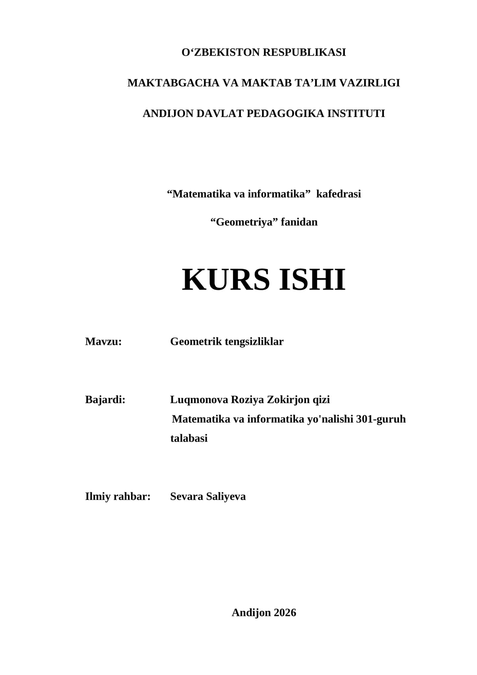 Geometrik tengsizliklar 1
